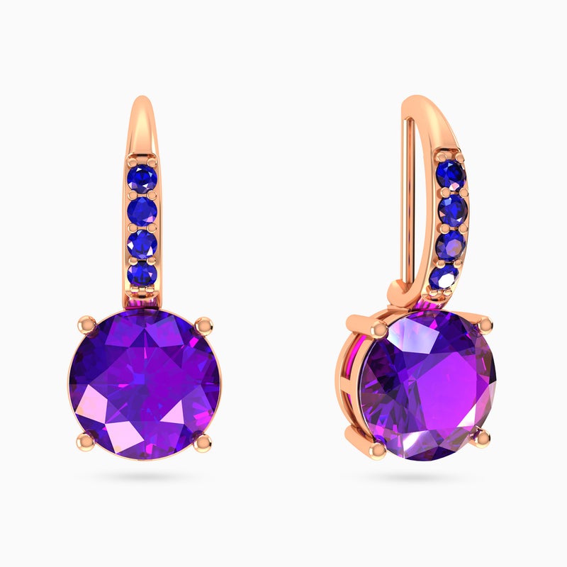 Waves by L'azurde Round Colored Stone Gold Plated Hoop Earrings - Image 1